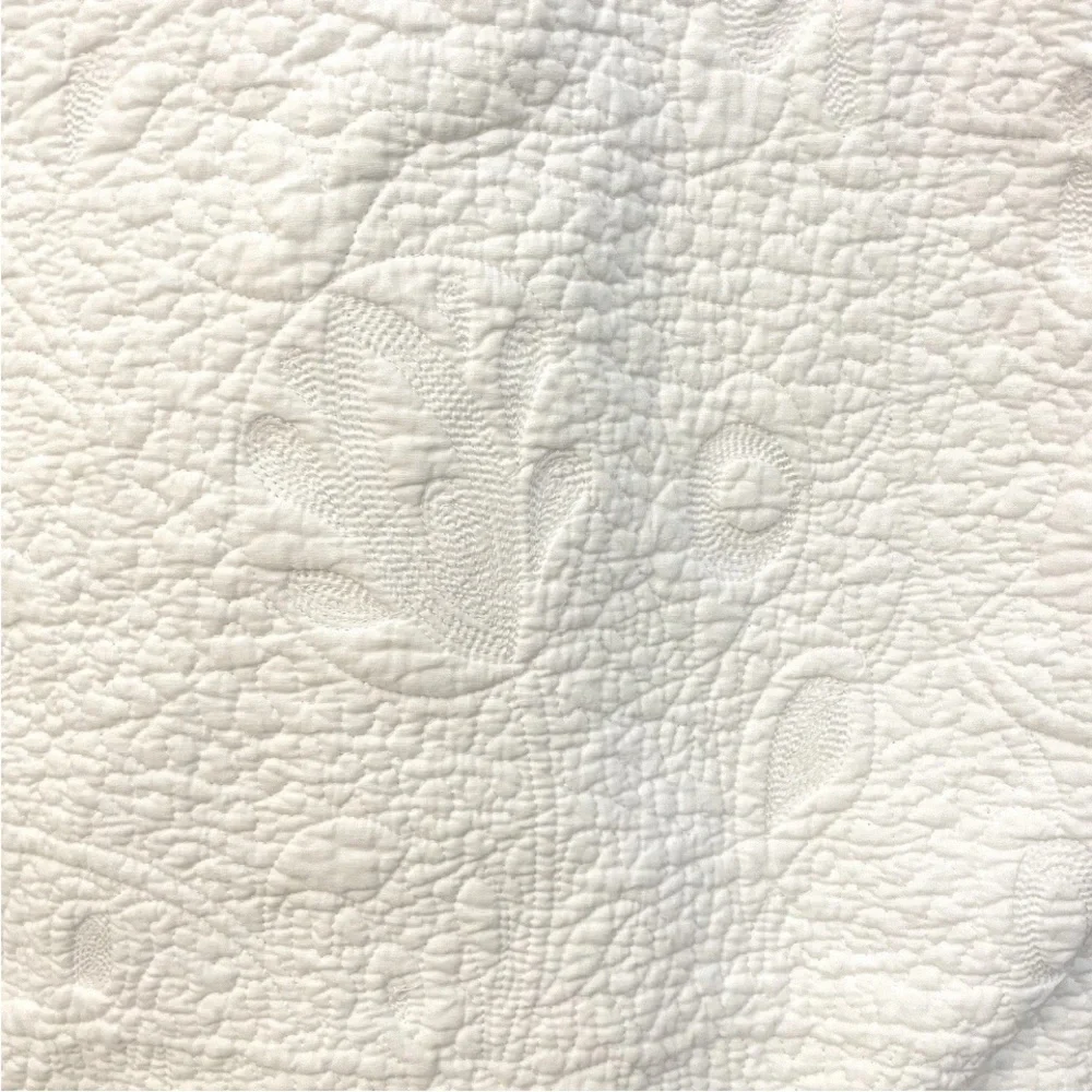 King Pillow Shams White Quilted 100% Cotton  - Pair
